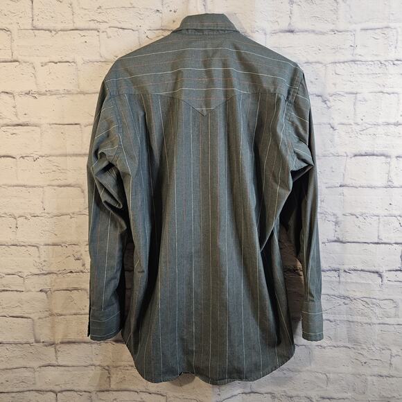 Flying R Ranchwear Men's Western Pearl Snap Shirt USA Cowboy Striped Farmcore - Picture 4 of 5